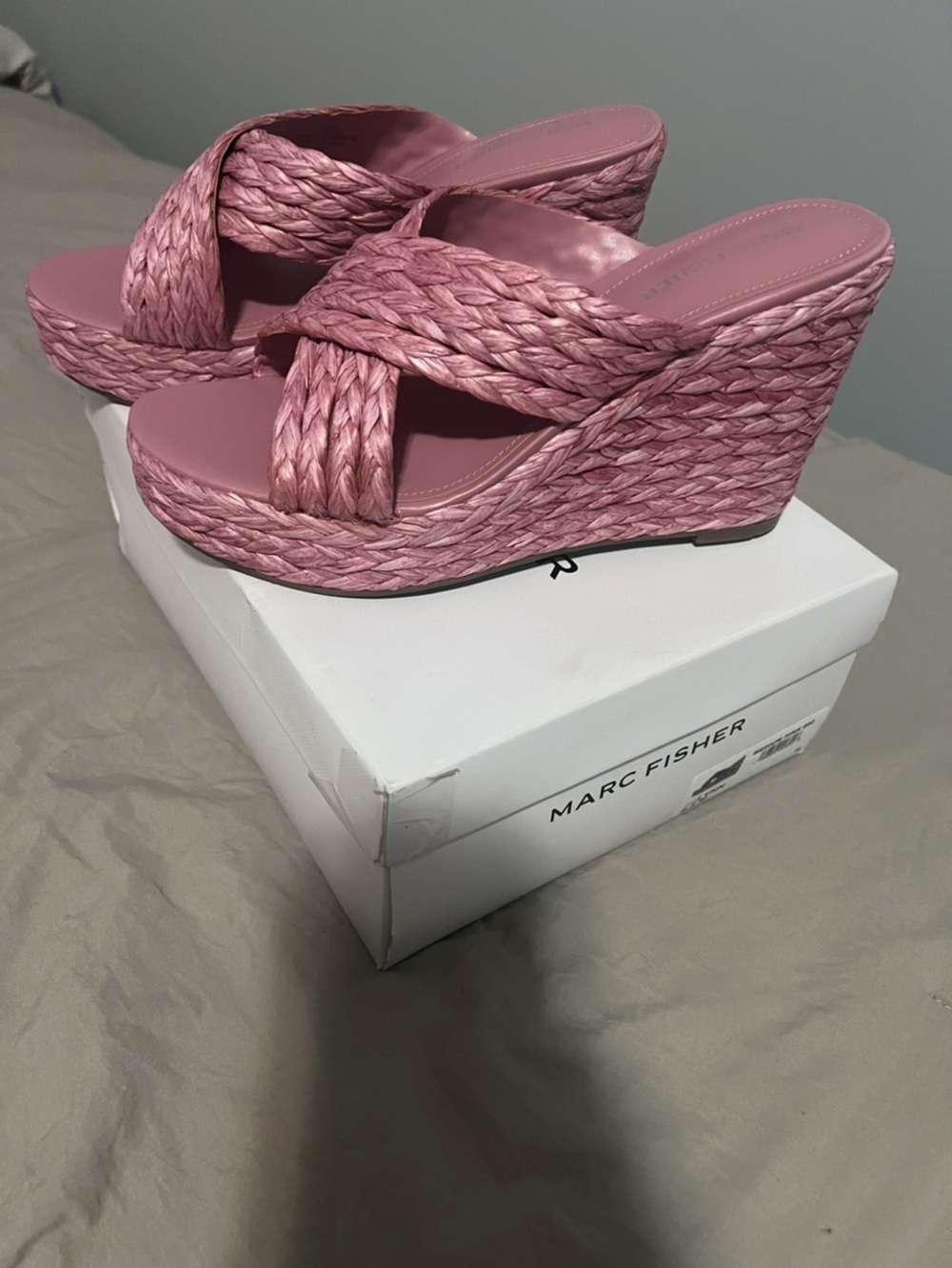 Marc Fisher Braided Pink Wedge Sandals